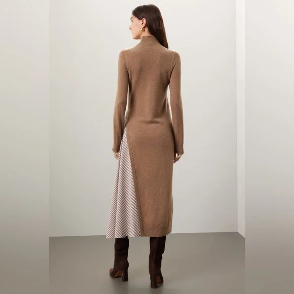 NAADAM Women's Brown Turtleneck Sweater Dress - Picture 2 of 9